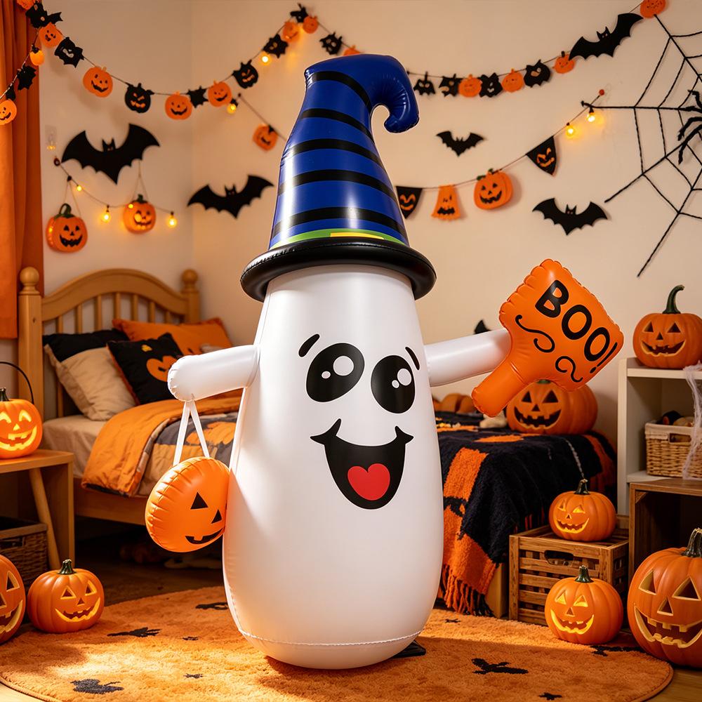 Halloween Inflatable Ghost Wobble Decor, Kids Interactive Toy, Mall Display Prop, Outdoor Yard Bouncer, LED Light Up
