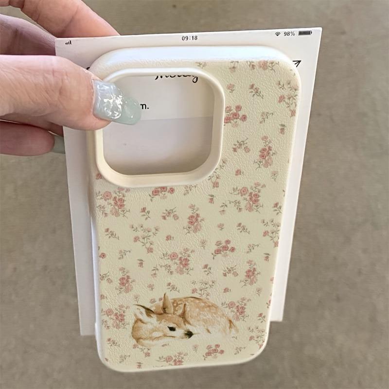 Cute Deer and Full Floral Pattern Design Shockproof Phone Case for 11 12 13 14 15 16 17 Pro Max XS XR X 16E 16 Plus 17 Air Cover