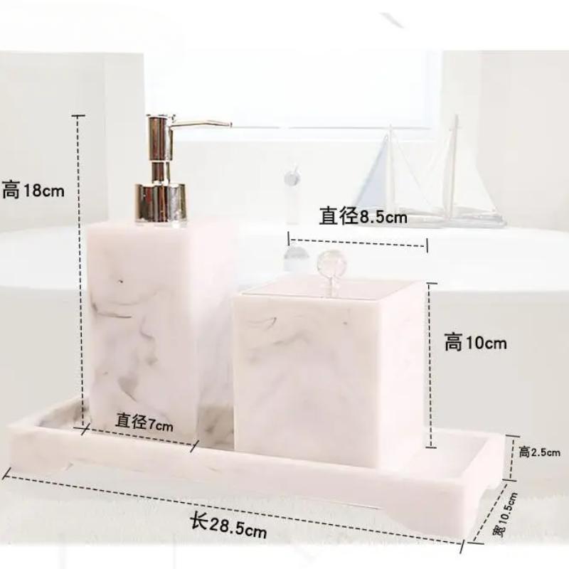 Hotel Resin Toiletries Shampoo and Shower Gel Bottled Separately Cotton Swab Jar with Lid Storage Tray Bathroom Accessories