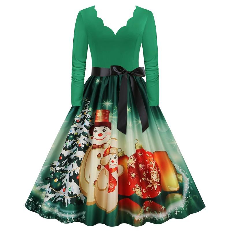 JPNTKY Fashion Spring Autumn Long Sleeve V-Neck Casual Dresses
