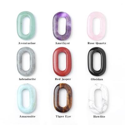 1Pc Pingente de Pedra Natural Oval Oco Quartzo Amazonita Ametista Gemas Encantos para Fazer Jóias DIY Mulheres Homens Colar Brincos Acessórios 23×38 mm