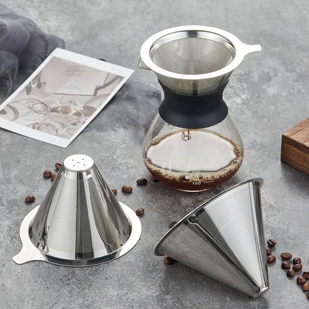 800 Mesh Filter Stainless Steel Coffee Dripper Paper Free with Handle Reusable Coffee Filter Steel Filter Reusable Design