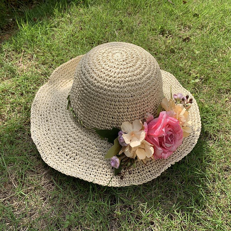Women's Large Brim Foldable Breathable Straw Sun Hat for Summer Travel & Vacation