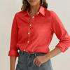 2025 Women's Solid Color Long Sleeve Loose Shirt with Fashion Lapel