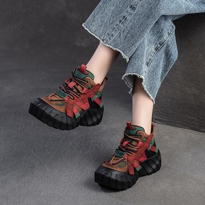 Fashion GKTINOO Genuine Leather Mixed Colors Women's Flat Platform Shoes 2025 Winter New Casual Sneakers Thick Soled Short Boots
