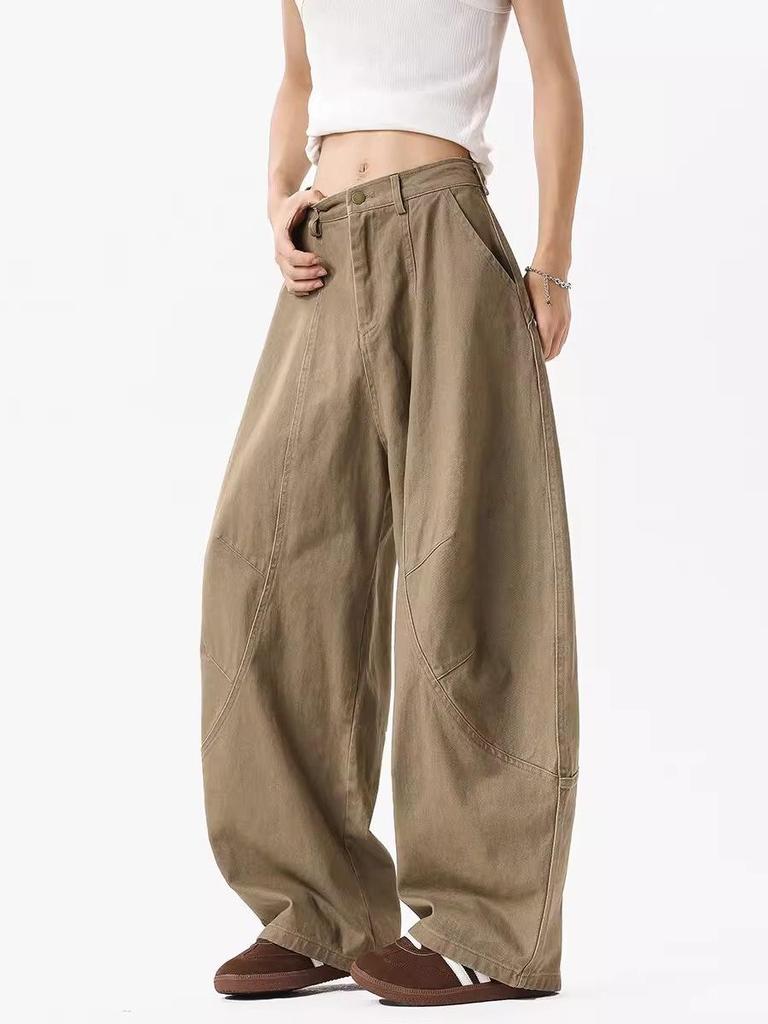 Trendy Unisex Curved Blade Work Pants - High Street Cool Wide-Leg Casual Spring/Autumn Wear