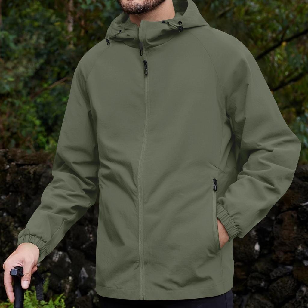 Herren Kapuzen-Arbeitsjacke - Vielseitige lässige wasserdichte winddichte Outdoor-Freizeitjacke
