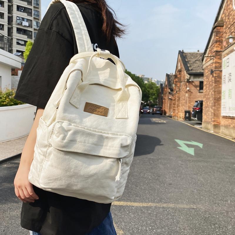 Canvas Bag Large Capacity Female Student Backpack Men's Schoolbag