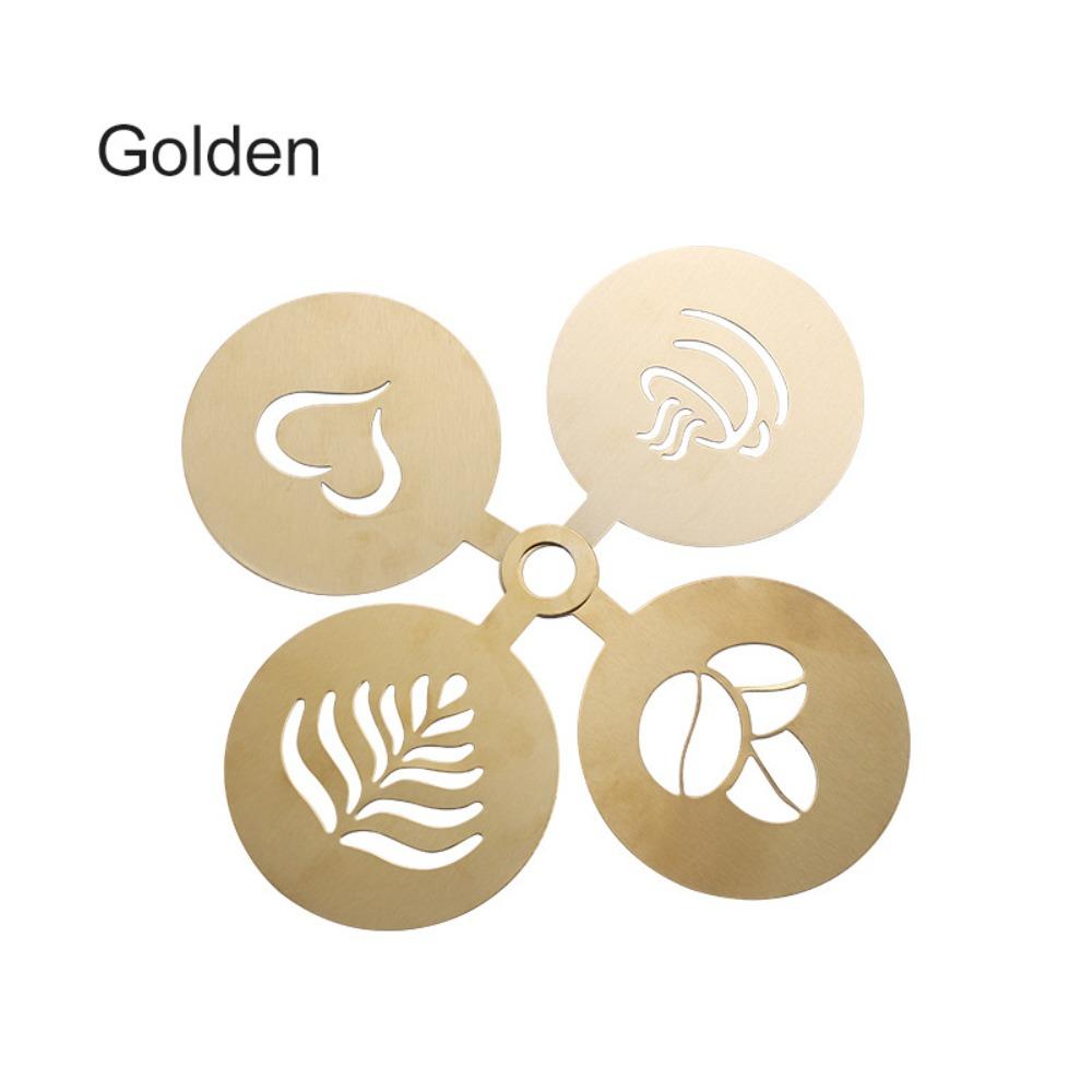 

4 шт. многоразовые формы для латте-арта из нержавеющей стали, шаблоны для кофейного искусства, трафареты для кофе латте, хлеб золотистый