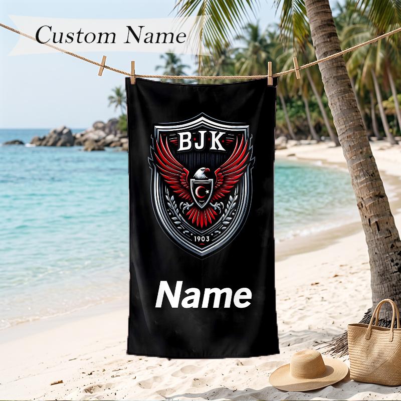 BJK FC Custom Name Printed Beach Towel Personalized Soft Towel For Swimming Beach Travel