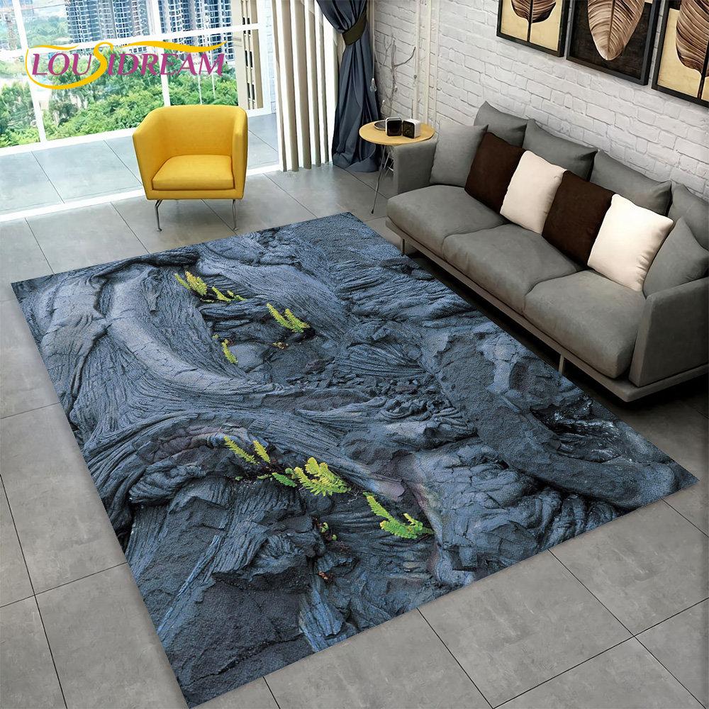 3D Volcano Lava Magma Area Rug Large,Carpet Rug for Living Room Bedroom Sofa Doormat Decoration,Kid Play Non-slip Floor Mat Gift