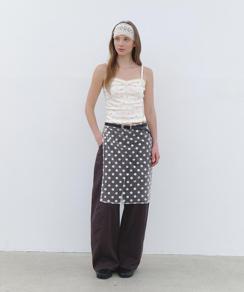 Cluny Dot Patten Wrap Skirt - White