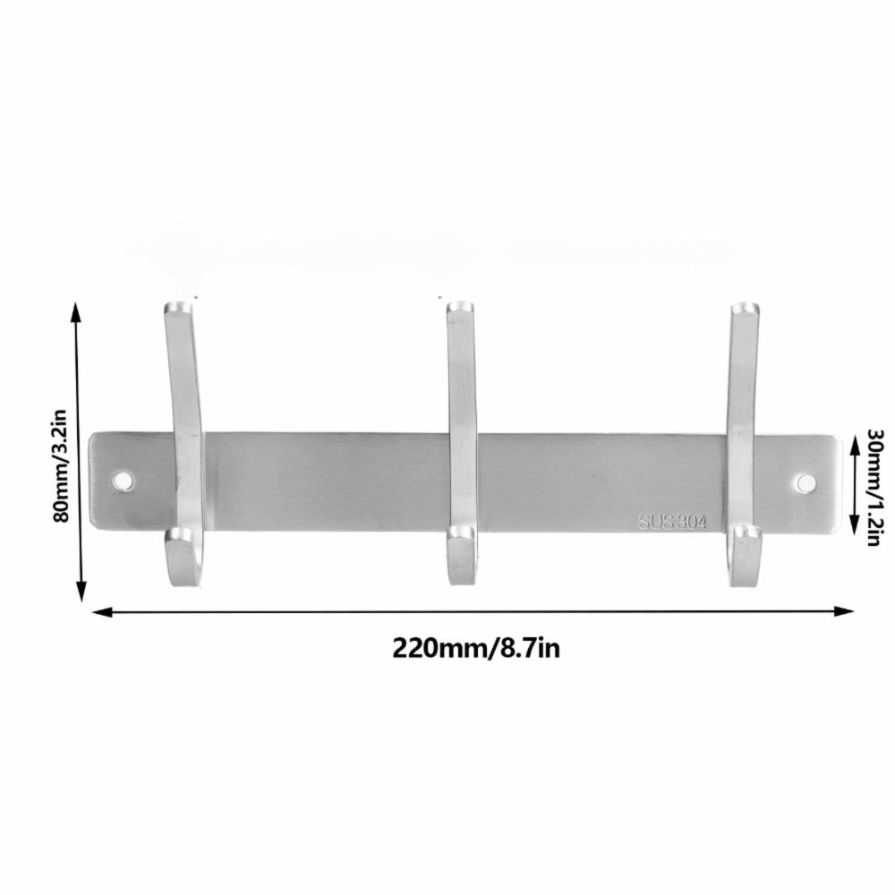 Silver Coat Hook 3 Hooks Robe Hook Versatile Coat Rack  Space-Saving