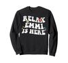 Retro Groovy Relaxed EMMI Is Here Funny Day Name Sweatshirt Mother's