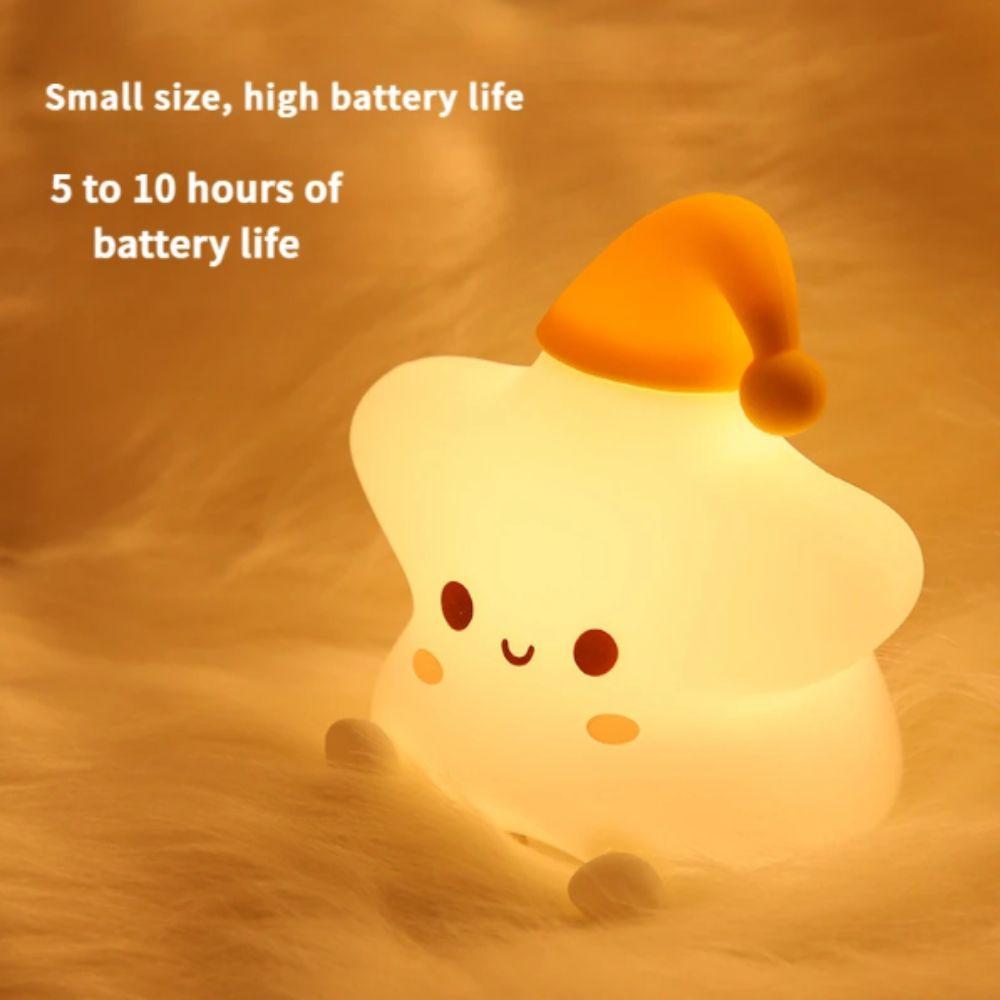 Battery Powered Star Night Light Silicone LED Touch Control LED Night Light Yellow Star Mini Size Desk Atmosphere Lamp Bedroom