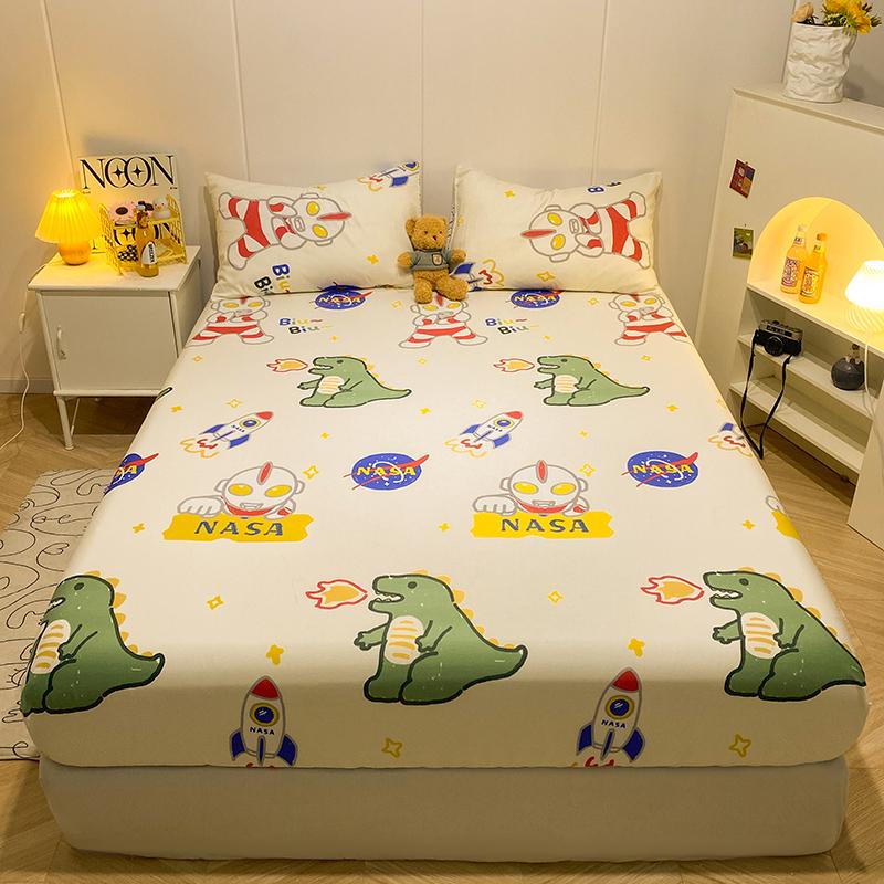 Bonenjoy 1pc Reine Baumwolle Spannbettlaken Mit Elastischen Cartoon Auto Druck Bettbezug Einzel Queen Size Unterlaken(Kein Kissenbezug)