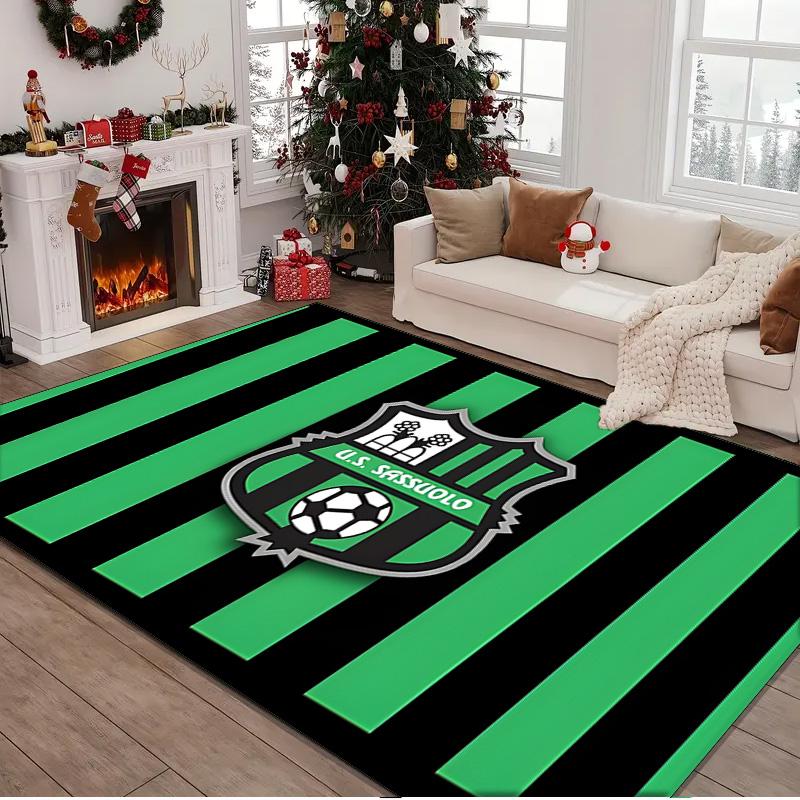 1 Stück Teppich Sassuolo Fußballwappen Design Teppich, Stuhlteppich, Läufer für Büro Schlafzimmer Wohnzimmer Schlafzimmer, Fußabtreter Dekoration Weihnachts-Fan-Geschenke