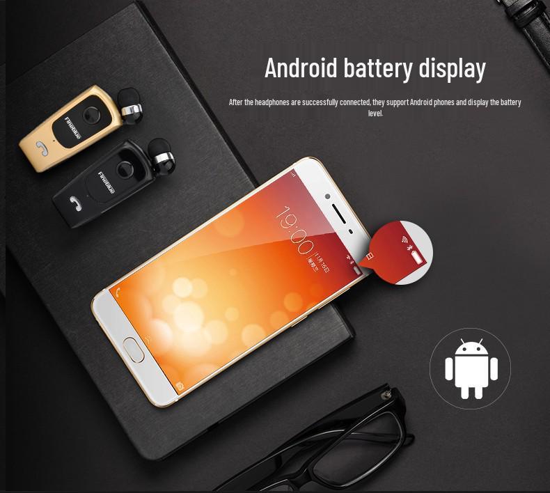 Jialan F920 Retractable Bluetooth Earphone, Wireless Fast-Charge, Clip-On Design for Business and Gaming