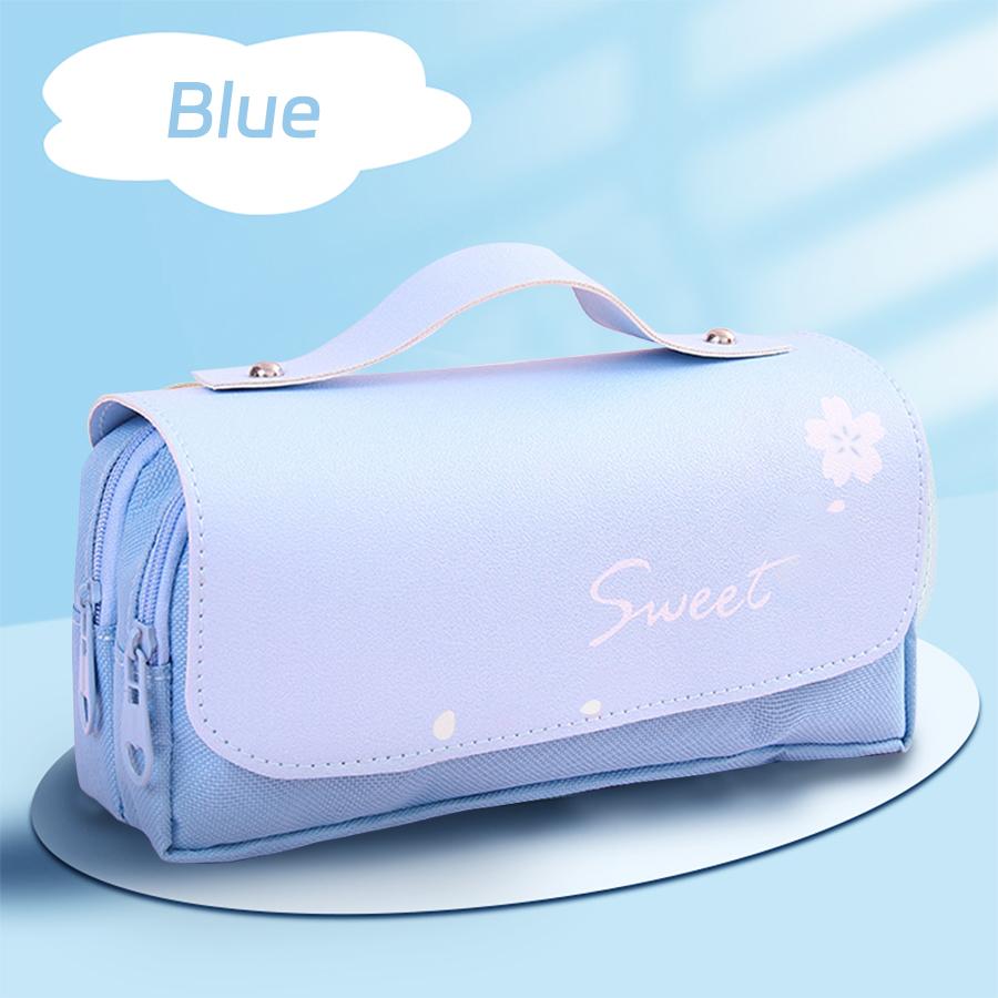 

Кавайный пенал большой вместимости, 3-слойный мешочек, водонепроницаемый PU, органайзер для хранения ручек, милые школьные принадлежности, канцелярские товары