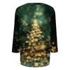 Women's T Shirt CHristmas Print 3/4 Sleeve Daily Weekend Fashion Basic V- Neck Regular Top