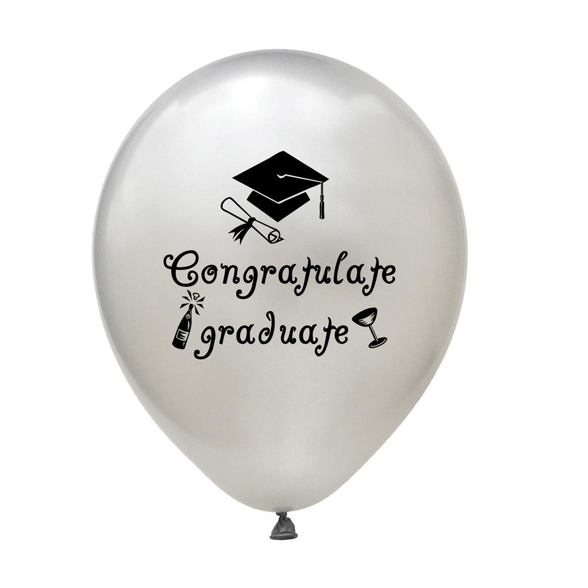 

20Pcs Graduate Balloons 12 Inch Black Congratulate Graduate Inflatable Balloons for Graduation Party Decoration other чёрный