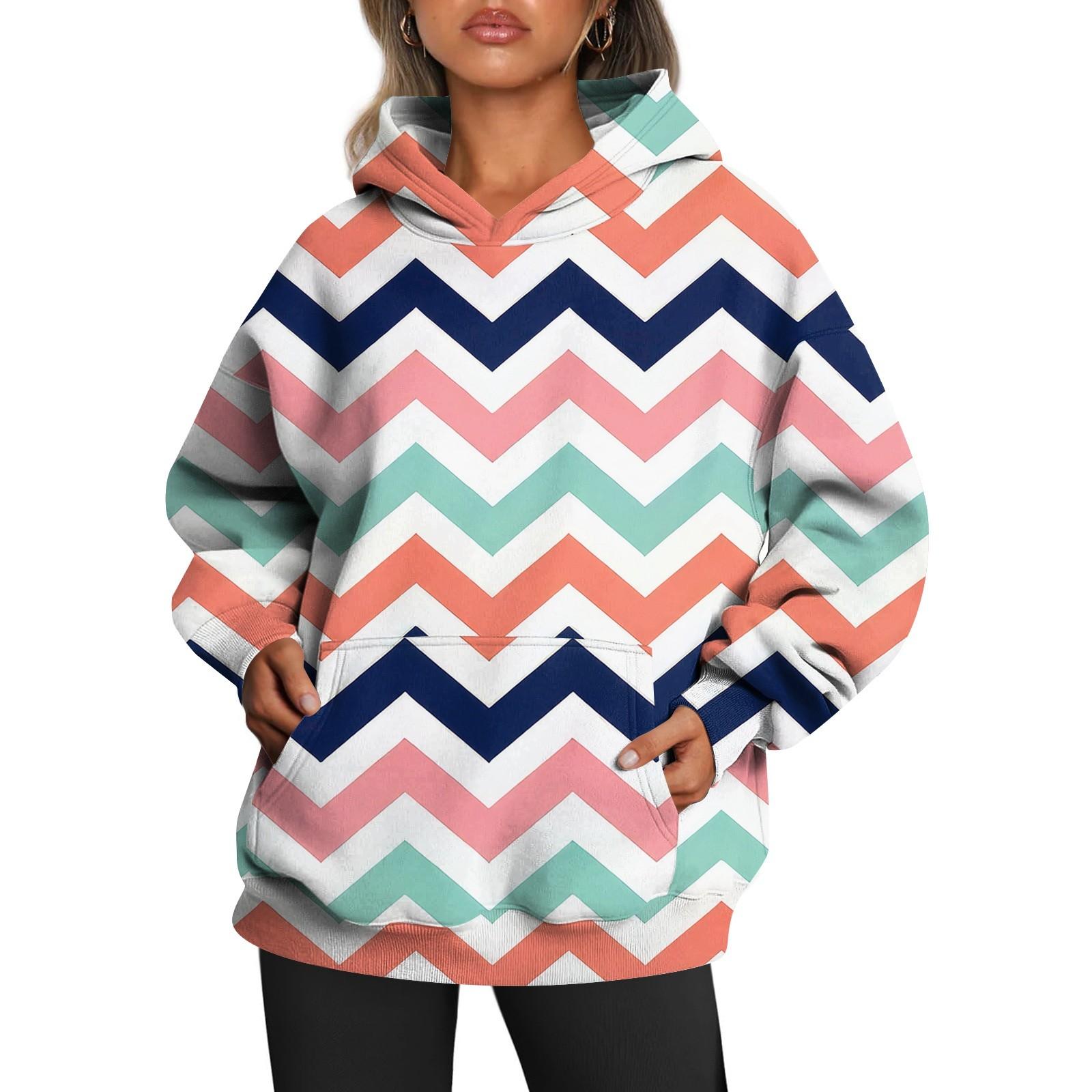 Женские толстовки с капюшоном большого размера с длинным рукавом с принтом — фото 7