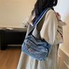 Fall 2025 New Denim Handbag Embroidered Niche Design Fashionable Simple Commuter Crossbody Bag