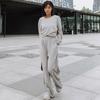 Women Autumn Winter Loose Hoodies Suit Long Sleeve O Neck Top with Wide Leg Pants Solid Color