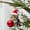 Acrylic Christmas Cat Pendant Reusable Hanging Pendant Creative Christmas Ornaments  Backpack