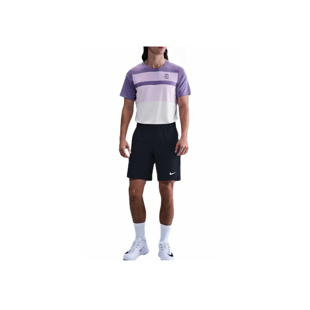 Nike Court Advantage Tenisové Stylové Minimalistické Estetické Jednobarevné Tričko s Krátkým Rukávem Pánské Topy Bílá Fialová FZ9845-527