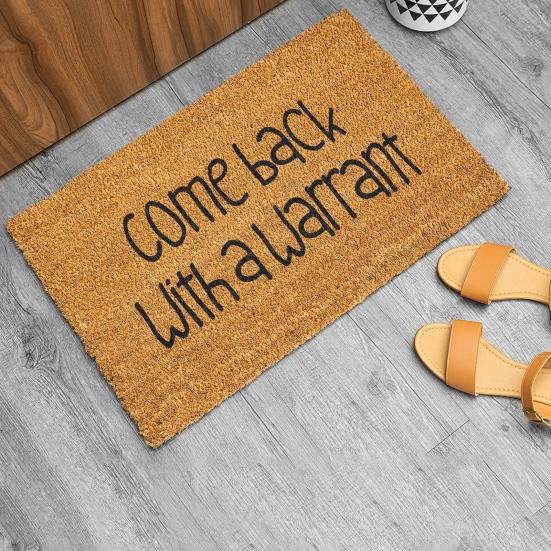 Funny Entrance Rug Come Back with A Warrant Doormat Rustic Anti-slip Floor Mat for Home Farmhouse Front Door Entryway Decoration