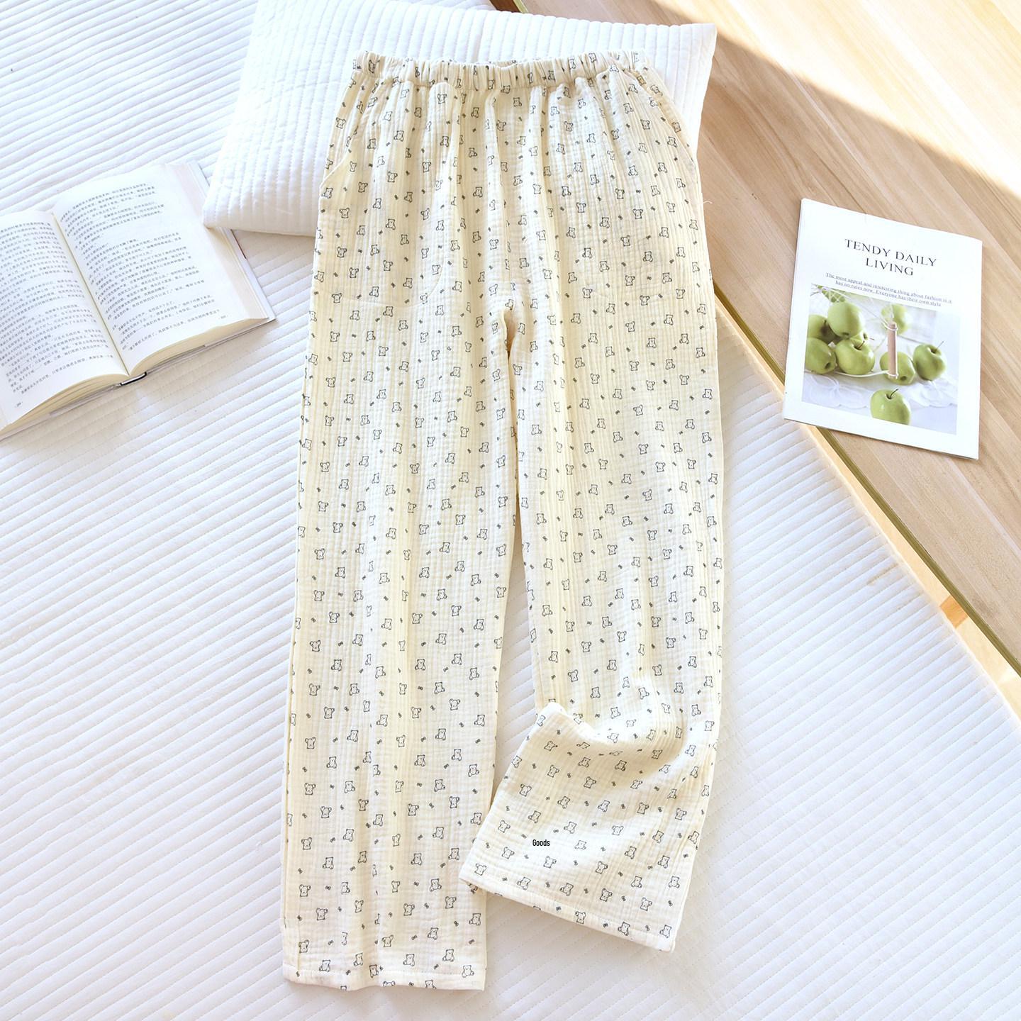 

Spring & Autumn Cotton Gauze Wide-Leg Women s Pajama Pants - Loose & Breathable for Home Wear Large (165)