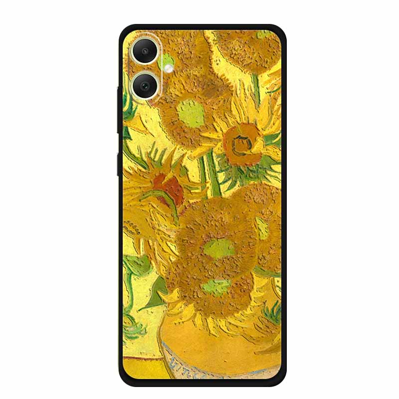 3D Emboss Case For Samsung Galaxy A06 M06 F06 A05 M05 F05 Phone Case A 06 M 05 Flower Black Silicone Soft Back Cover Coque Funda