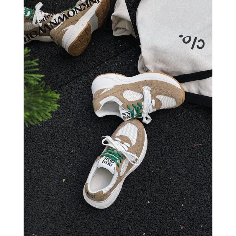 

Leather double shoelaces dad shoes women s autumn new mesh breathable lightweight versatile casual sports 40 хакі