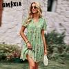 GMXIA Women's Fashion Summer Spring Short Sleeve V-Neck Casual Dresses