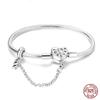 17-20CM 925 Silver Plate Pink Heart Lock Aircraft Earth Bracelet With Safety Chain Fit DIY Charms Beads Fine Birthday Jewelry