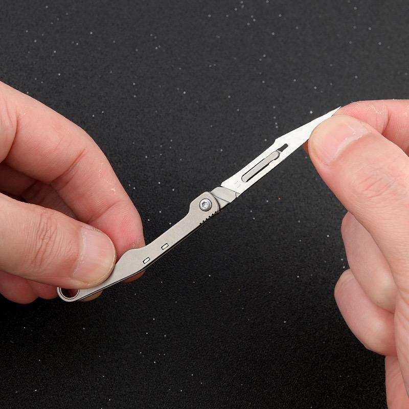 Multi Style New Mini Titanium Alloy Folding Surgical Knife for Outdoor Camping, Portable EDC Knife with 10 Free Blades