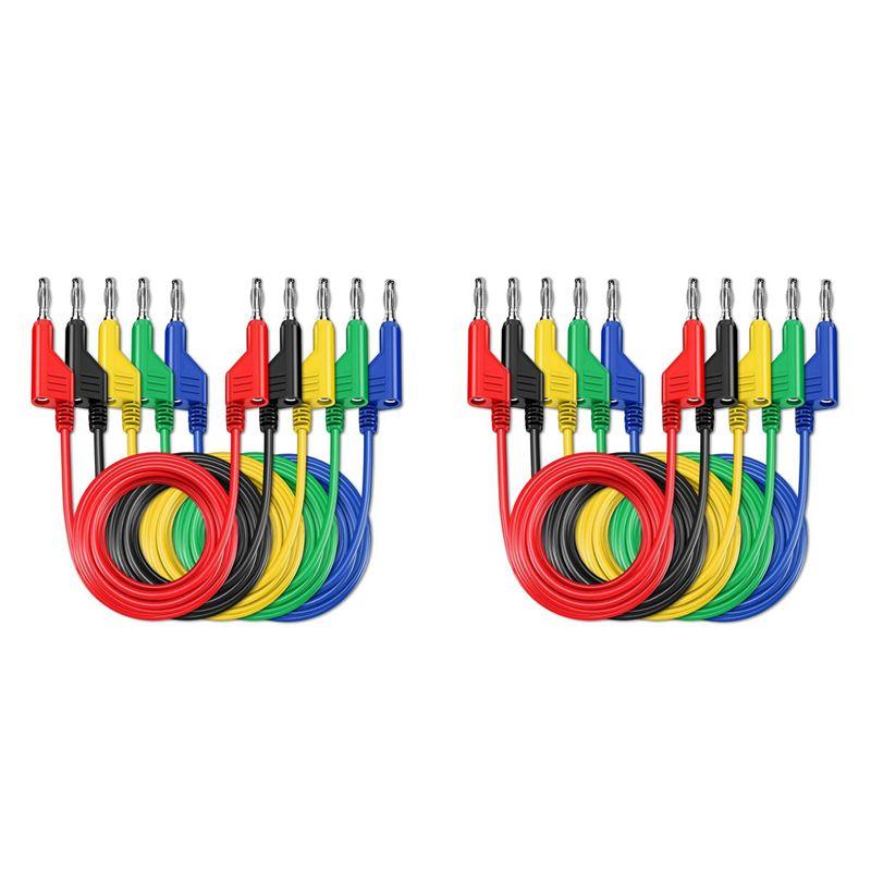 

ABUL-P1036 10PCS 4Mm Copper Banana Plug To Banana Plug Multimeter Test Leads Soft PVC Cable 1M Wire 1000V 15A різнокольоровий