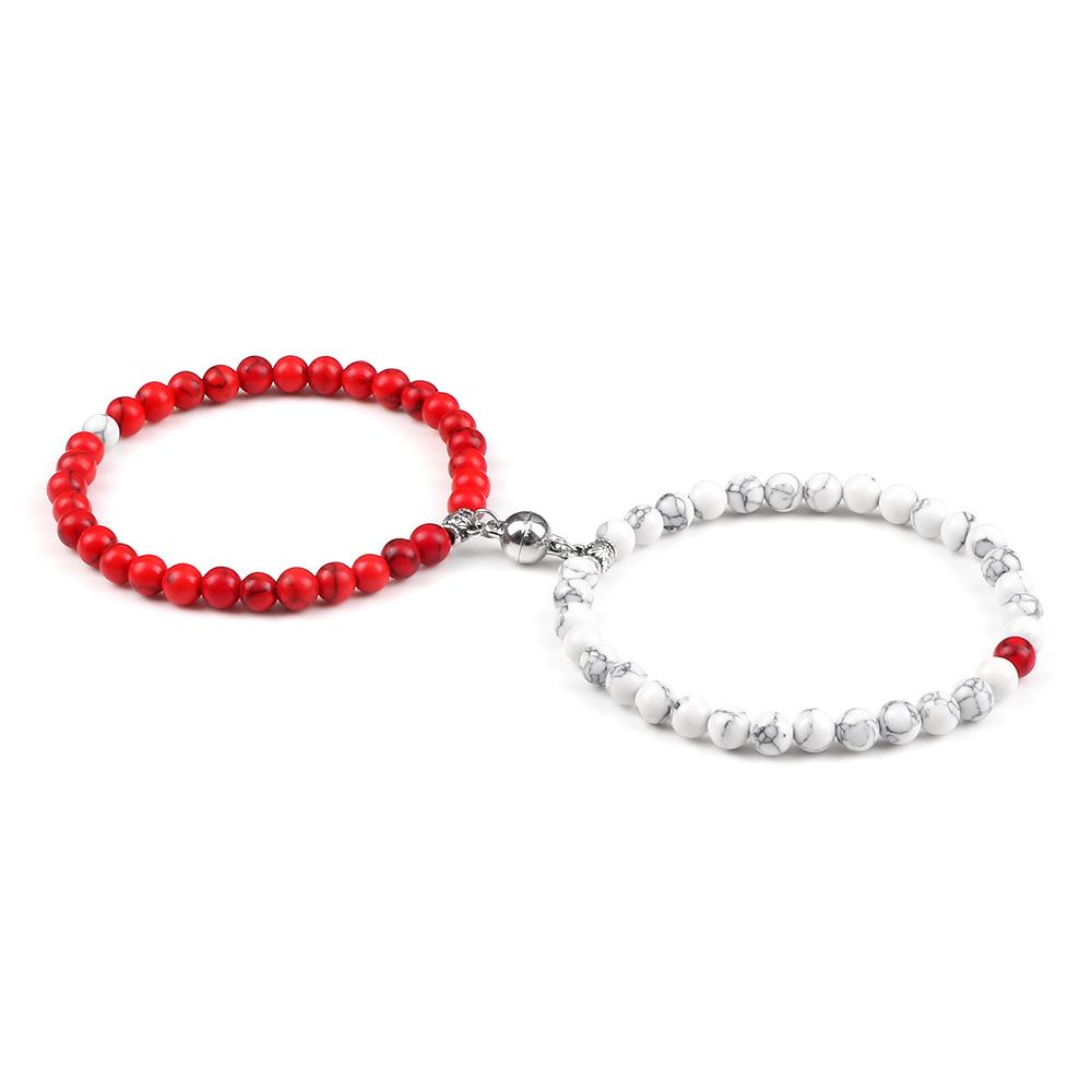 6mm Magnetic Couple Bracelets Set - Memorial Gift for Him & Her