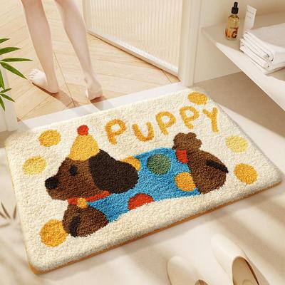 Cartoon Animal Imitation Cashmere Non-Slip Door Mat - Thick, Wear-Resistant, Water-Absorbing Entrance Rug