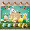 Easter Party Backdrop Colorful Pennants Spring Celebration Background Egg Decor Background Cute Patterns Easter Banner For Photo