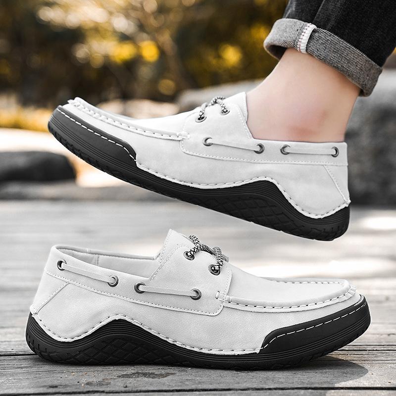 

Men s shoes spring casual flat leather shoes men s daily one-pedal shoes men s large size outdoor black business shoes men 46 серый