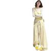 Dopamine Yellow Polka Dot High-Waisted Wide-Leg Pants for Women, Petite, Spring/Autumn 2025, Lightweight, Floor-Length