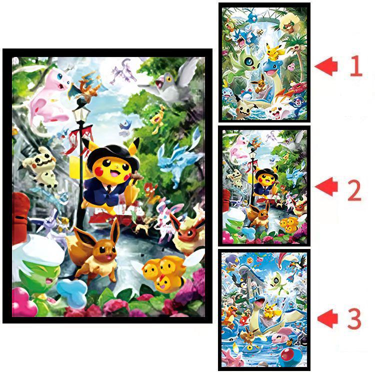 Hello Kitty & One Piece 3D Lentikulärt Pokemon-affisch