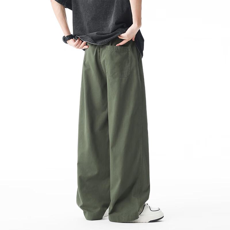 VUUG Men's Pure Cotton Loose Wide-Leg Casual Pants