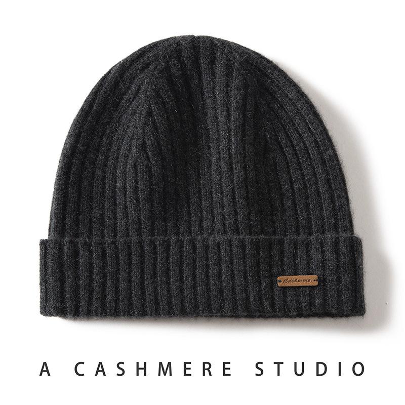 Unisex Thickened Ribbed Knit Cashmere Beanie - Autumn/Winter Style