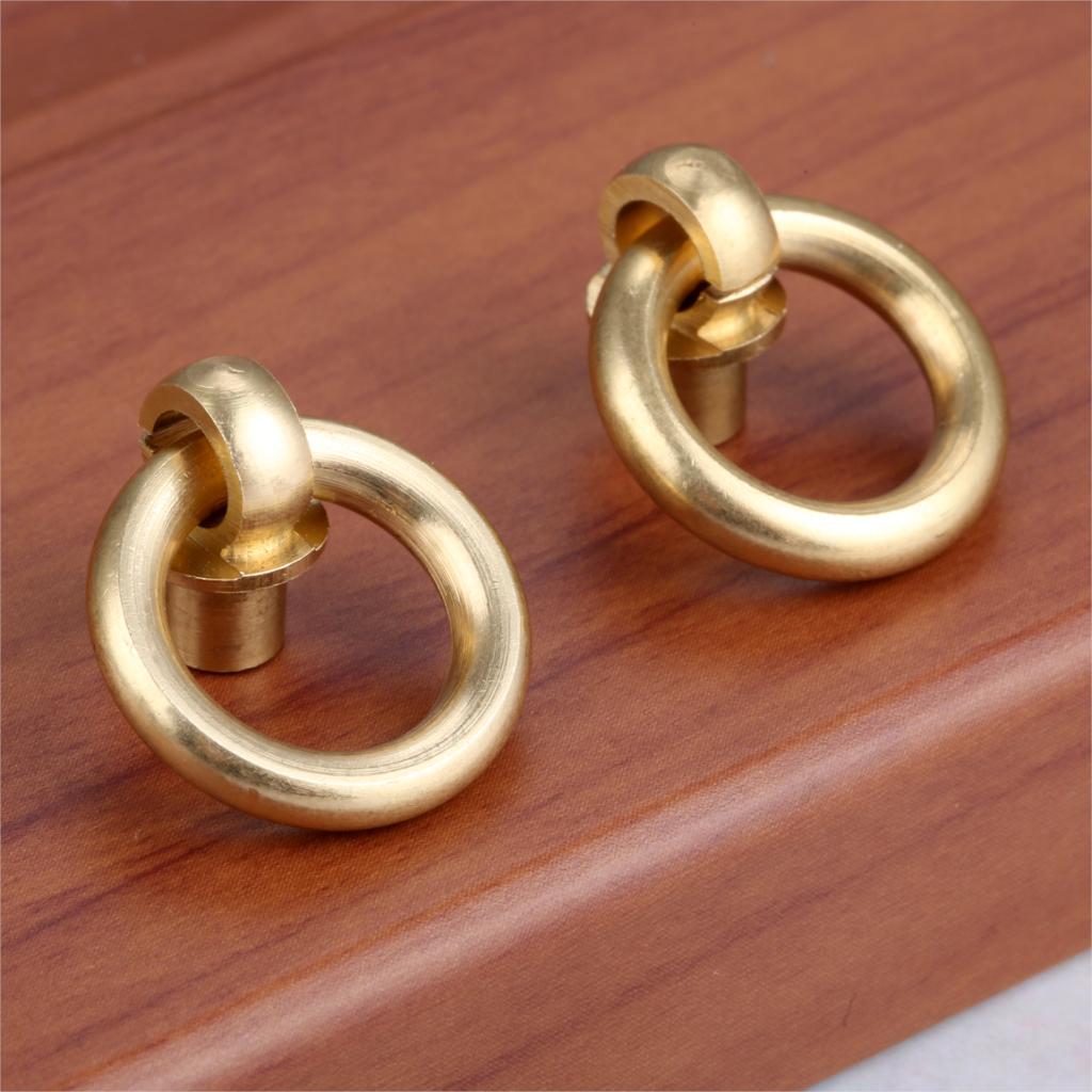 

DRELD 2Pcs Vintage Brass Jewelry Box Ring Knobs Furniture Hardware Antique Drawer Cabinet Door Kitchen Pull Handle 20/25/30/35mm
