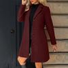 Women's Solid Color Long Sleeved Lapel Long Coat Woolen Button Coat