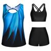 Women's Floral Printed Separate Three Piece Swimsuit With Bra Pads No Steel Bra Sexy Bikini