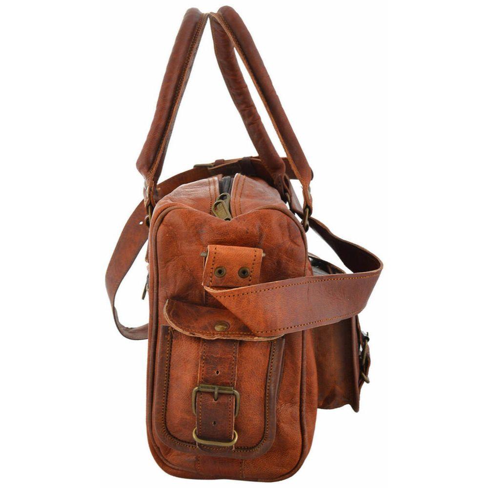 Goat Leather Travel Duffel Shoulder Overnight Weekender Luggage Cross Body Bag